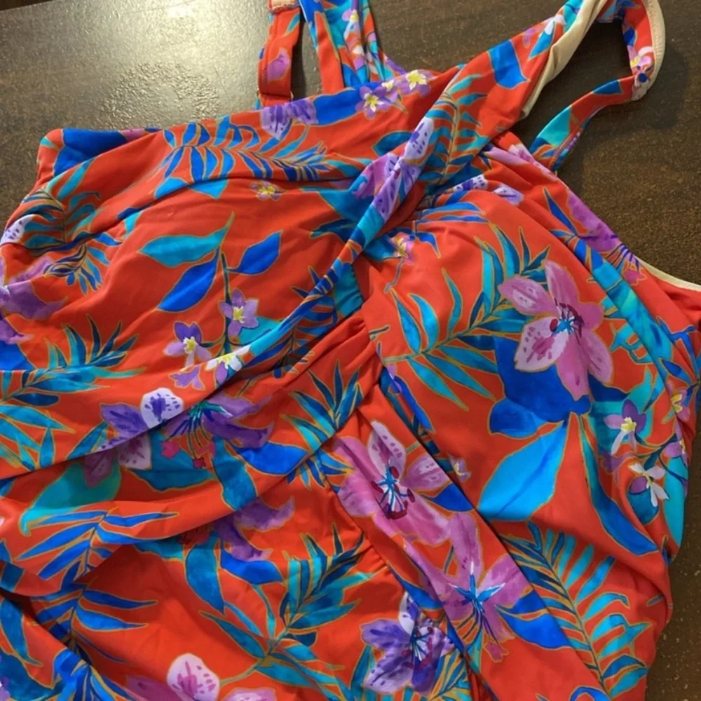 New High Neck Wrap One Piece Swimsuits For All plus size 16 floral_3